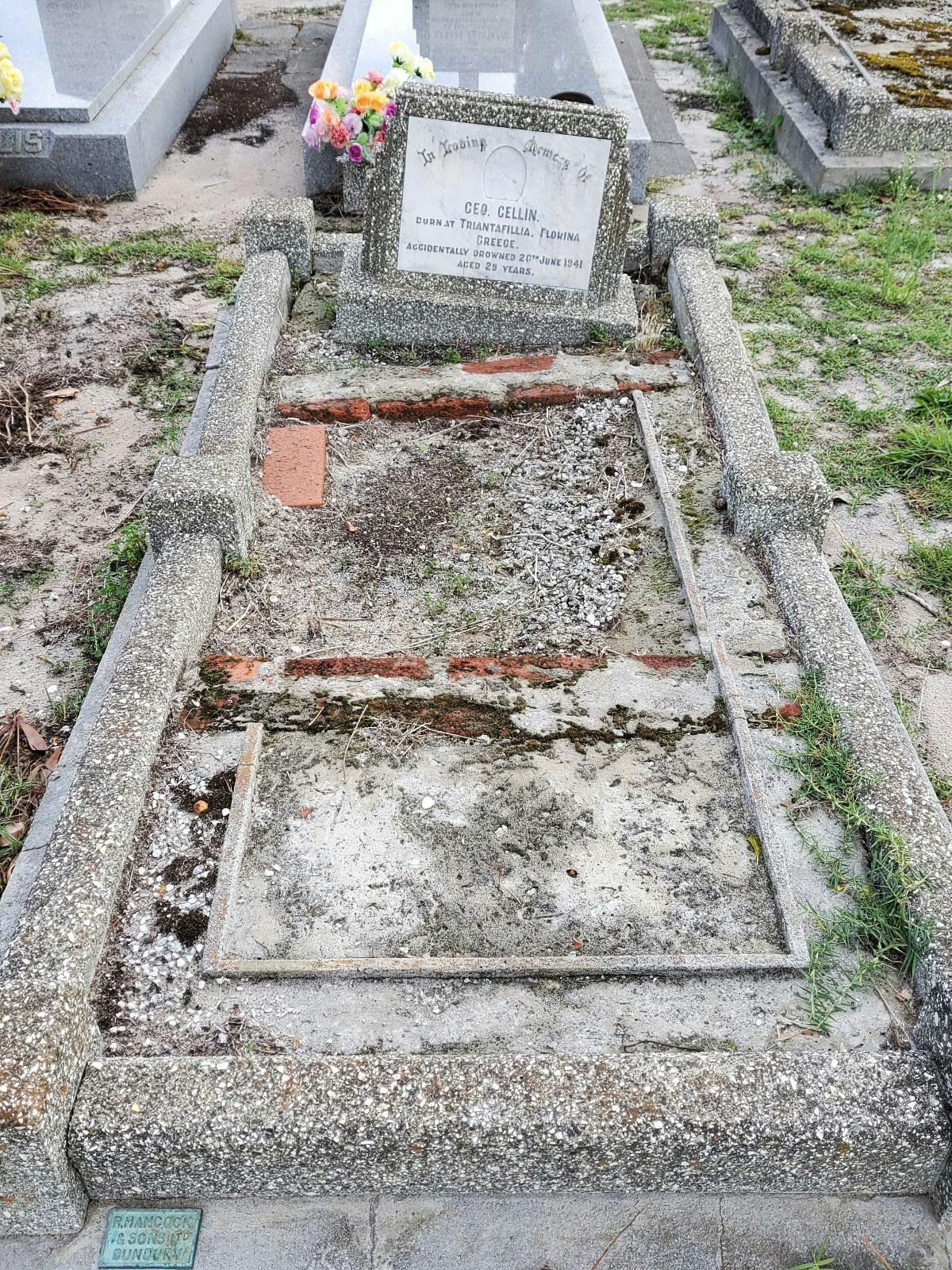 A photo of George Gellin's memorial site in Bunbury