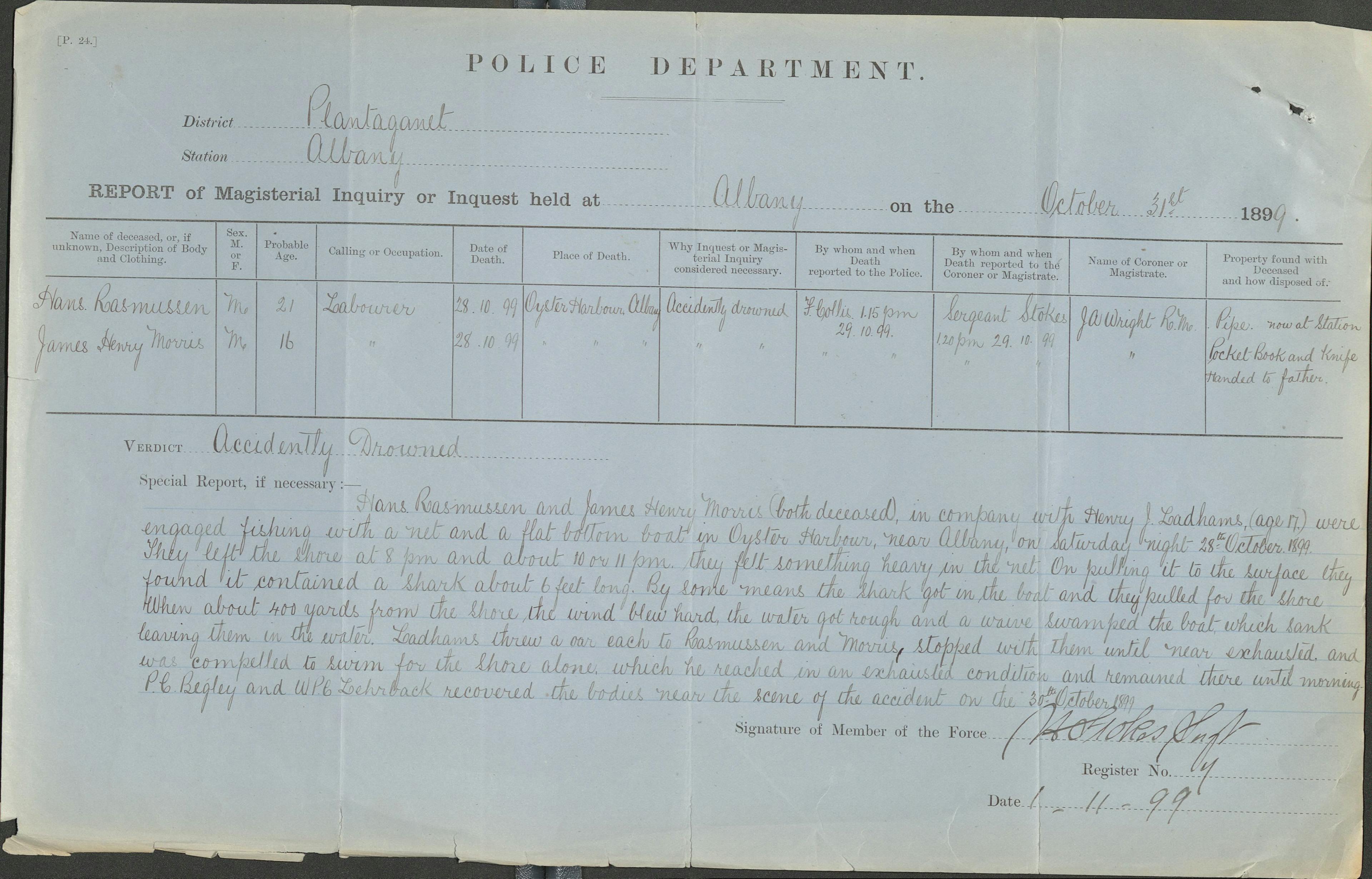 A copy of the Police Report into the tragedy