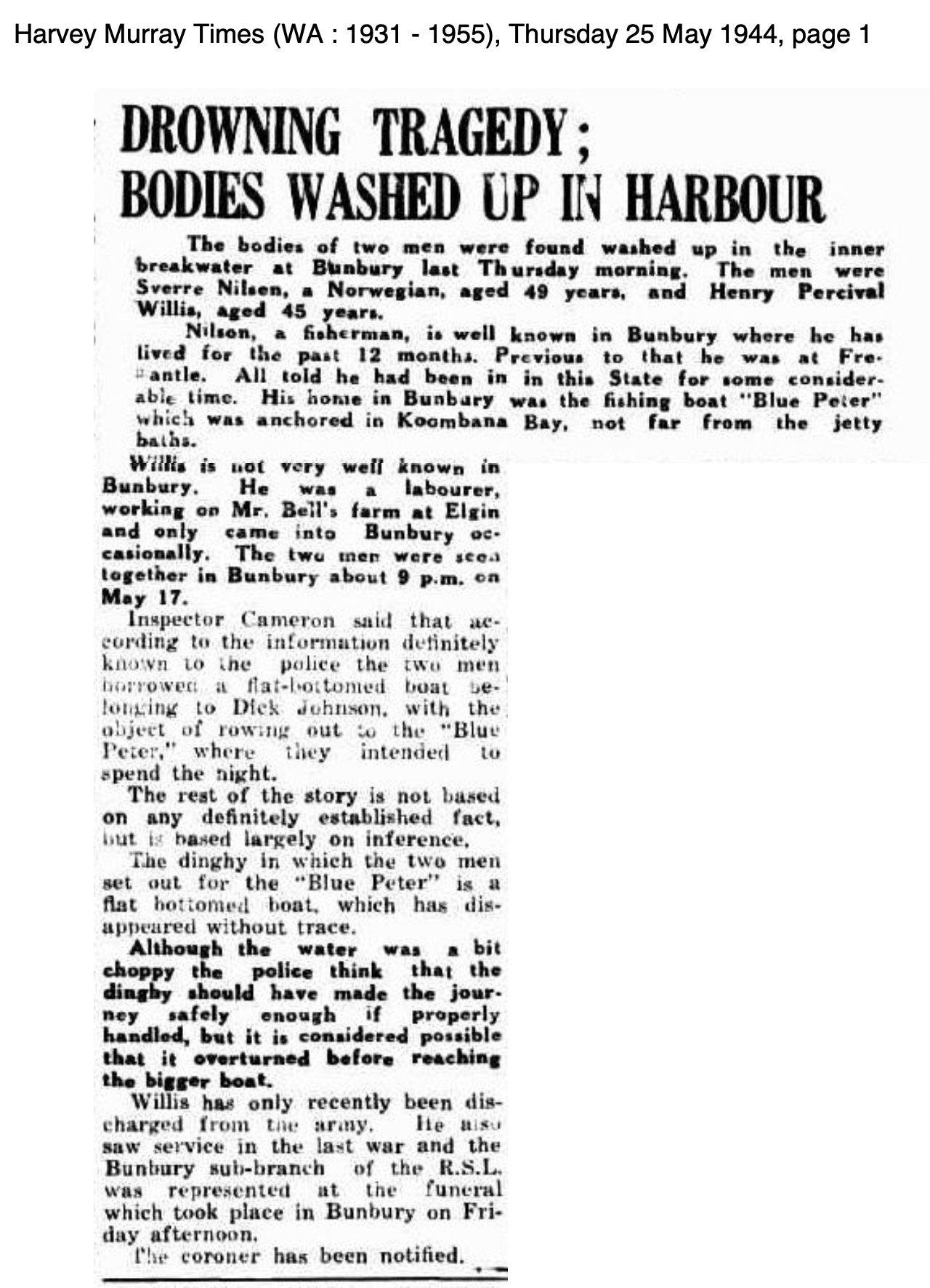 The Harvey Murray Times, Thursday 25 May 1944